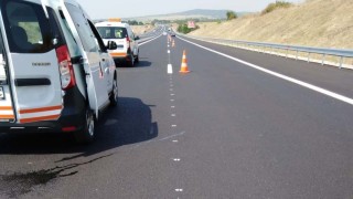 Хоризонталната пътна маркировка в платното за Бургас в района на