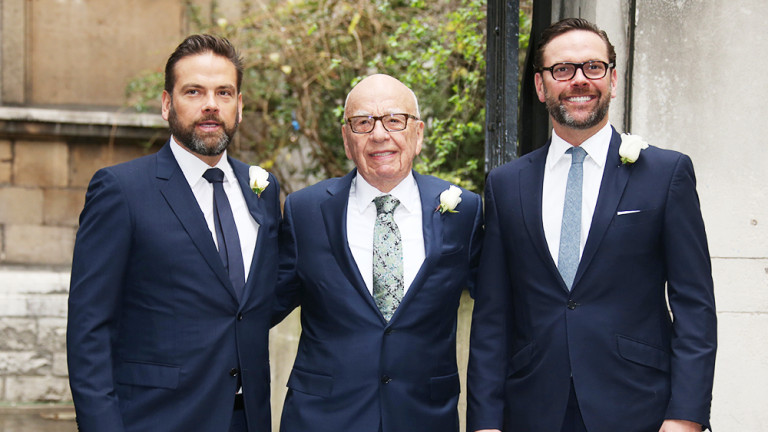 Рупърт Мърдок със синовете си Джеймс и Лаклан