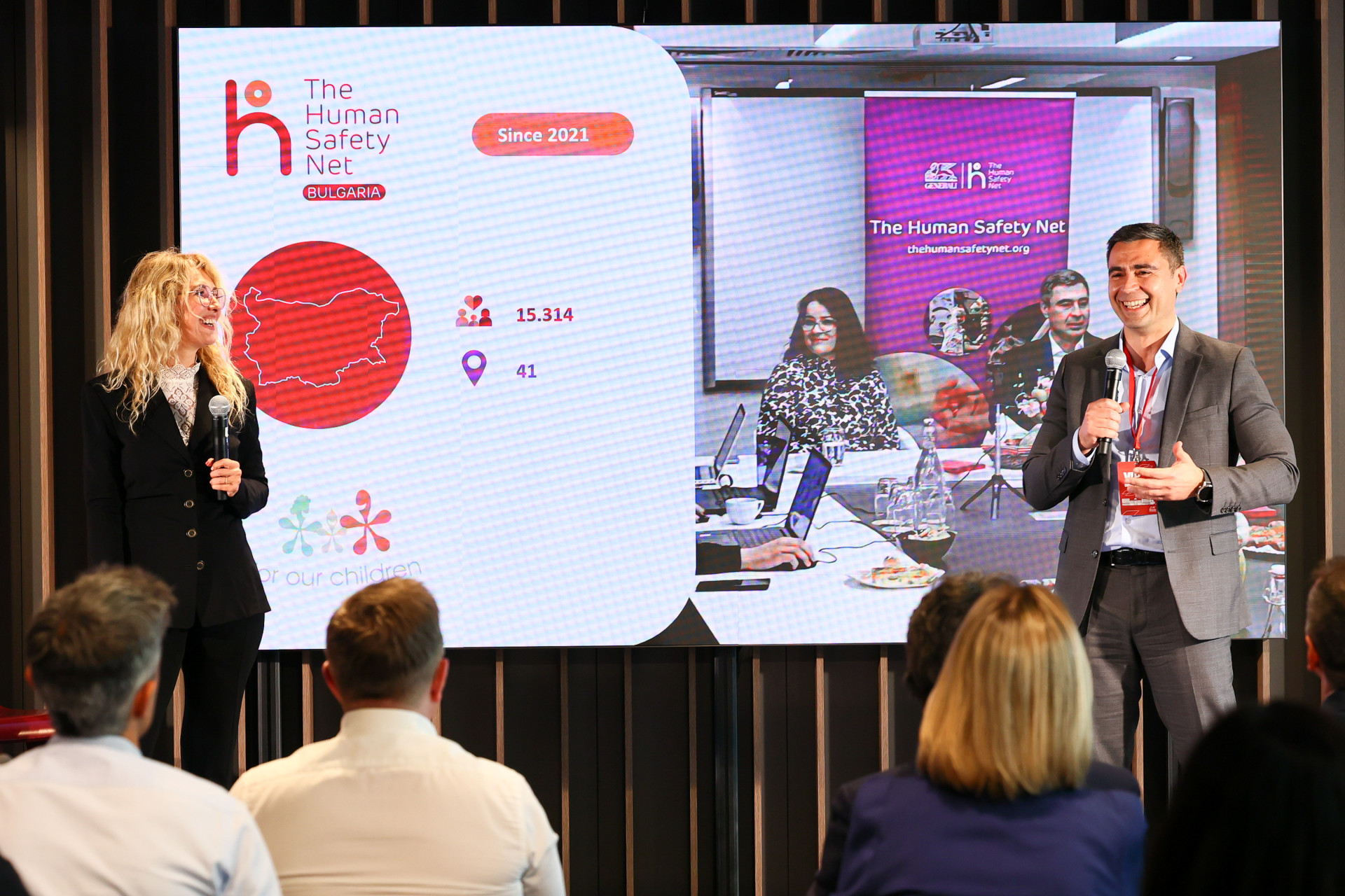 Николай Станчев, Главен изпълнителен директор на Дженерали Застраховане, и Гергана Иванова, директор “Маркетинг, комуникации и CRM” и ръководител на The Human Safety Net България
