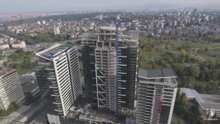 Вижте от птичи поглед строежа на 121-метровия небостъргач в София (ВИДЕО)