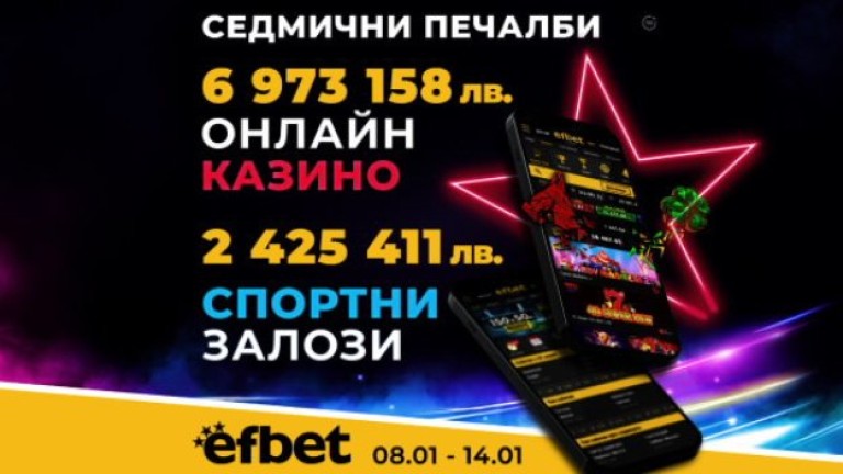 Ударно начало: 9.39 милиона лева генерирани печалби в efbet само за седмица