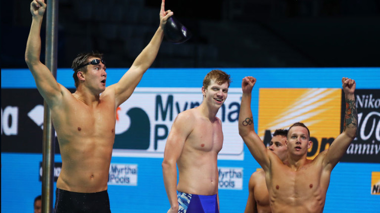 Американските плувци си върнаха титлата в кралската щафета 4х100 метра.