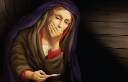 Скандално: Дева Мария с тест за бременност в ръка 