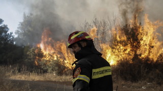 Пожарникари се борят с природен пожар на остров Кос за