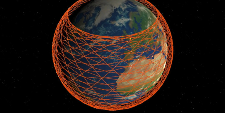 Илюстрация на мрежата от сателити, която Мъск иска да създаде