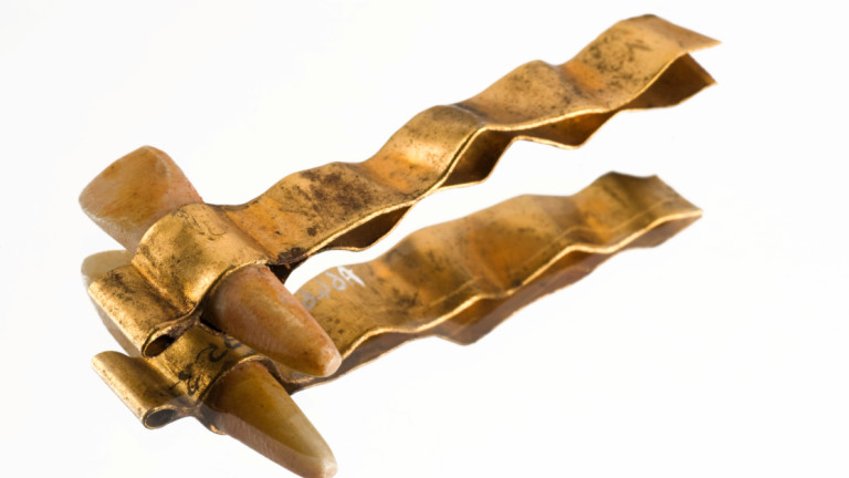  Египетска протеза от злато и хипопотамова кост. 