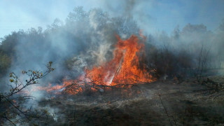 Втори ден овладяват пожара между ямболските села Раздел, Малко Кирилово и Голям Дервент