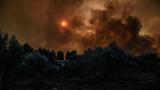 Голям горски пожар в ръкава Ситония на Халкидики 