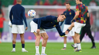 Капитанът на португалския национален отбор Кристиано Роналдо тренира на базата