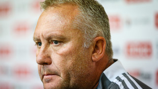 Треньорът на ФК ЦСКА 1948 Николай Киров говори пред медиите