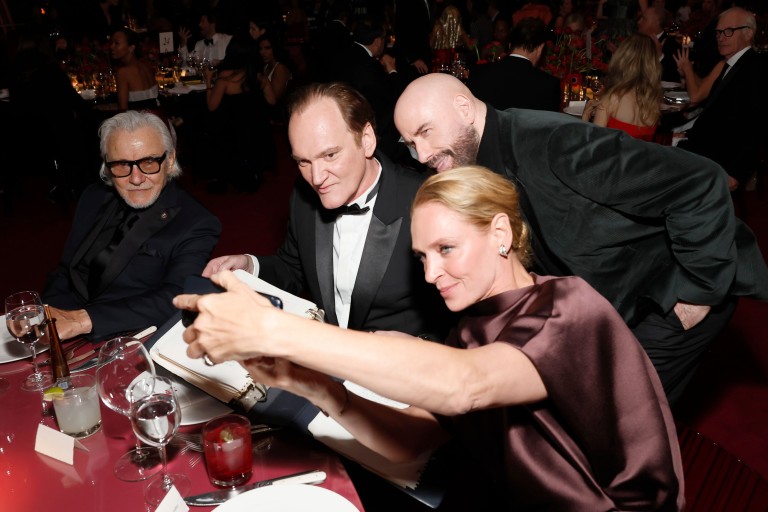 С Харви Кайтел, Тарантино и Джон Траволта