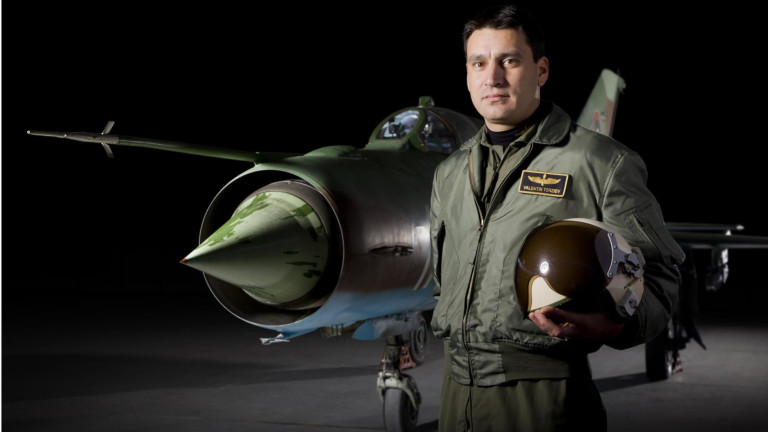 Изтребителят МиГ-29, управляван от майор Валентин Теpзиев, който падна в