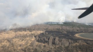 Горски пожар гори в евакуираната зона около атомната централа в