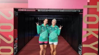 Габриела и Стефани Стоеви вече се подготвят в залата за бадминтон в Токио