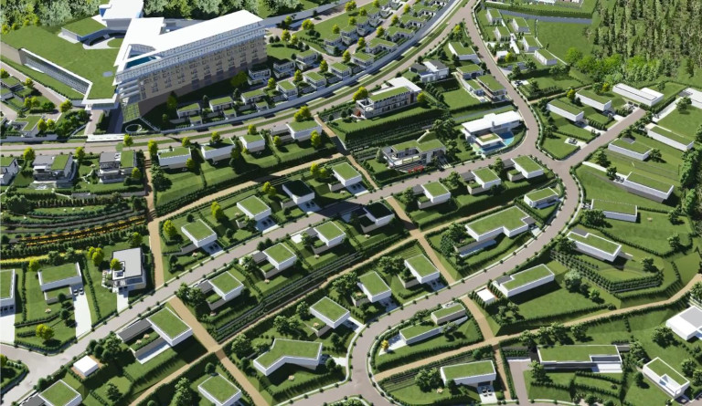 Подробен концептуален модел на първия жилищен клъстър с къщи по индивидуален проект