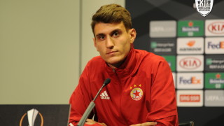 Защитникът на ЦСКА Пламен Гълъбов говори на традиционната пресконференция