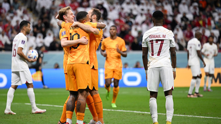 Нидерландия - Катар 2:0 (Развой на срещата по минути)