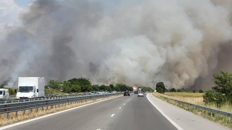 Пожар гори край бургаското село Изворище. Заради задимяване е затворен