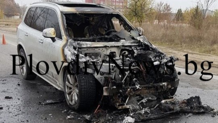 Вчера джип Волво се е запалил и изгорял в пловдивския