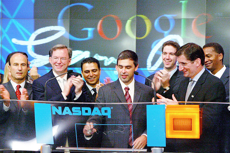 Пейдж и Шмид на IPO-то на Google