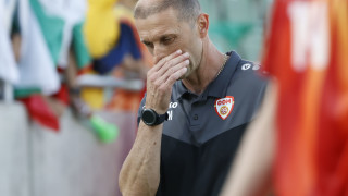 Селекционерът на Северна Македония Благоя Милевски говори пред медиите