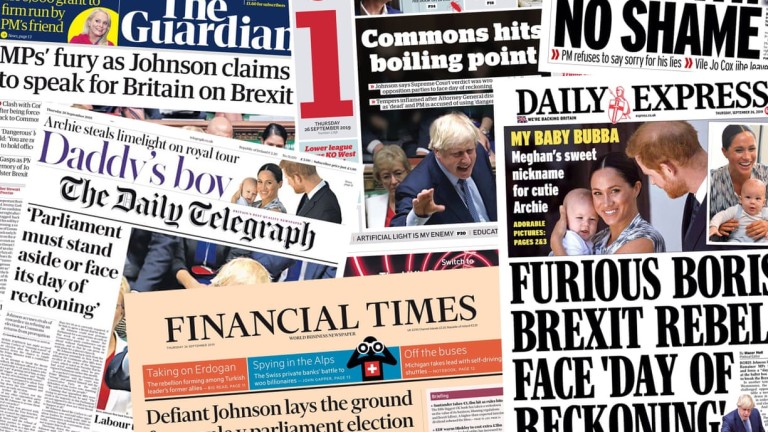 „Безсрамен човек” - вестниците за представянето на Борис Джонсън в парламента