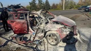 Журналистите от телевизионния канал Свобода Алена Губанова и Евгений Кармазин