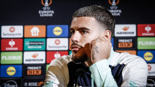 Централният защитник на Лудогорец Едвин Куртулуш говори на пресконференция преди