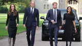  Принц Уилям, принц Хари, Кейт Мидълтън, Мегън Маркъл и по какъв начин се събраха около гибелта на кралицата 