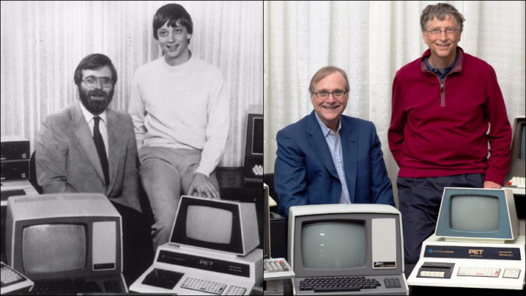 Бил Гейтс и Пол Алън - преди и сега
