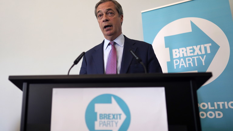 Партията Брекзит на отявления евроскептик Найджъл Фарадж събира повече гласове