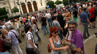 Протестът срещу Мая Манолова обедини сини и червени привърженици