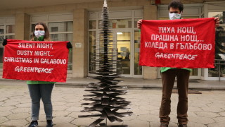 От екоактивистката организация Грийнпийс подариха на Министерство на енергетиката украсена