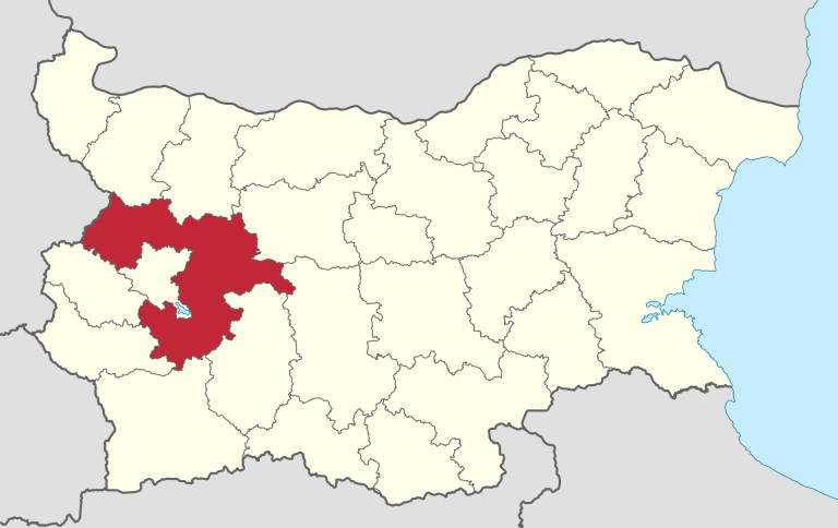 Софийска област (в червено)