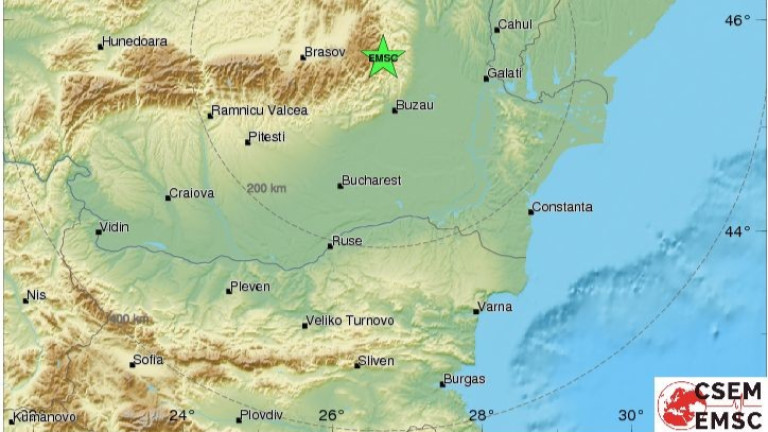 Земетресение 3.5 по Рихтер на 140 километра от Букурещ