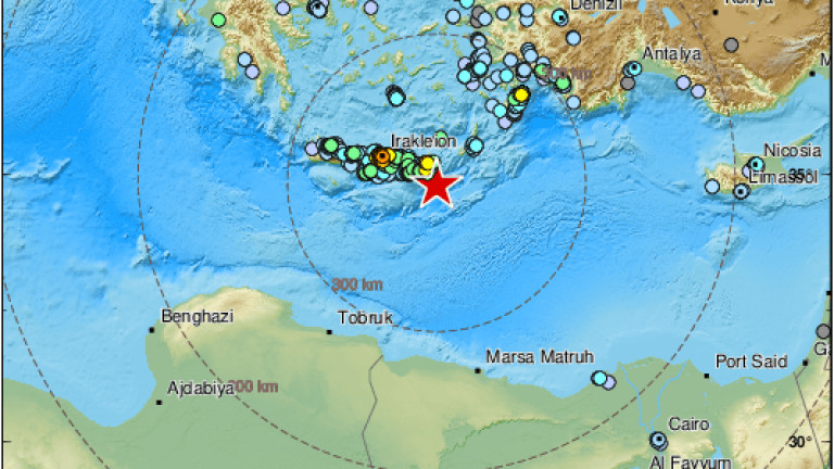 Мощно земетресение с магнитуд 6,3 по Рихтер удари остров Крит