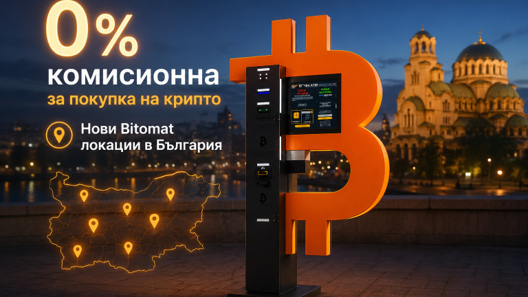 0% комисионна за покупка на крипто и нови Bitomat локации в България