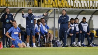 Помощник треньорът на Левски Живко Михайлов говори пред журналистите