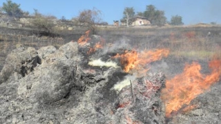 Пожар гори край газопровода за Гърция 