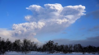 Вулканът Шивелуч изригващ в Камчатка е изхвърлил пепелен стълб до