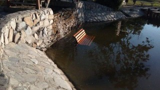 Вандали хвърлиха пейка в езерото в старозагорския парк Артилерийски Това