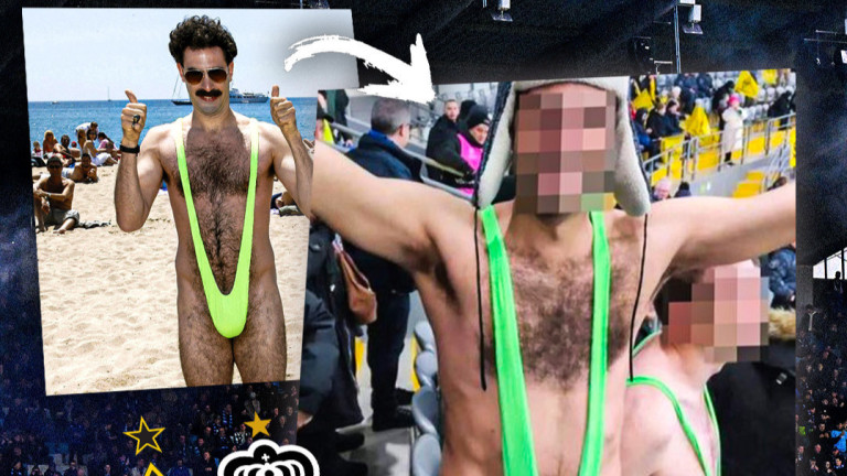 Трима фенове на Брюж са арестувани в Казахстан, защото се облякоха като Борат