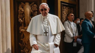 През уикенда изображение на папа Франциск облечен в бяло пухено