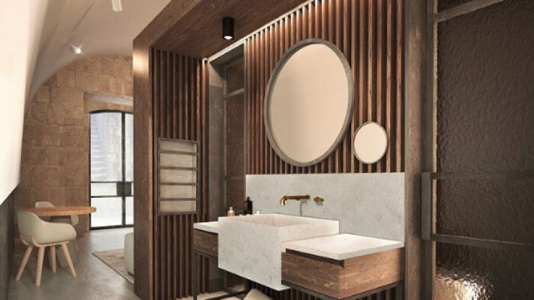 Дизайн на баня и кулоар в реновираната цитадела.