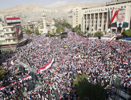 Многохилядни митинги в защита на Асад в Сирия