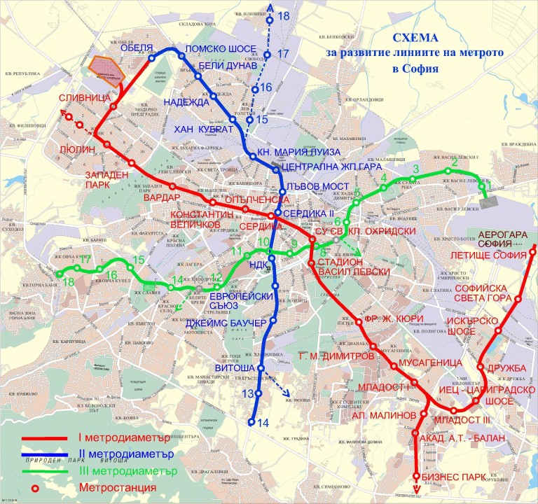 Карта на метрото на София