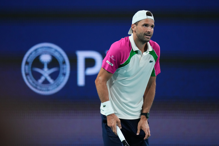 Григор Димитров по време на мача си с Франсиско Серундоло на Miami Open 2025