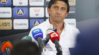 Спортният директор на Левски Даниел Боримиров говори пред медиите след