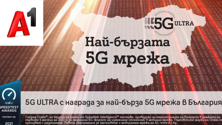 A1 има най-бързата 5G мрежа в България според Ookla