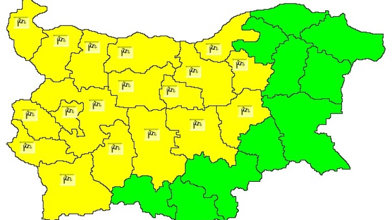 Жълт код за силен вятър е обявен за 18 области